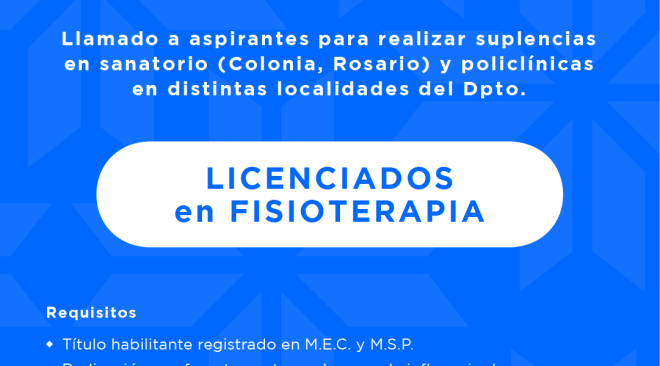 Llamado a aspirantes LICENCIADOS en FISIOTERAPIA